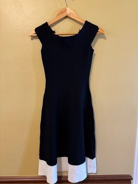 Eliza J Black Midi Dress with White Hem